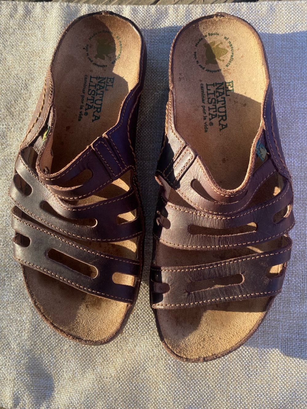 El Naturalista Brown Leather Slip-On Sandals Size 7.5 Comfort Organic Materials